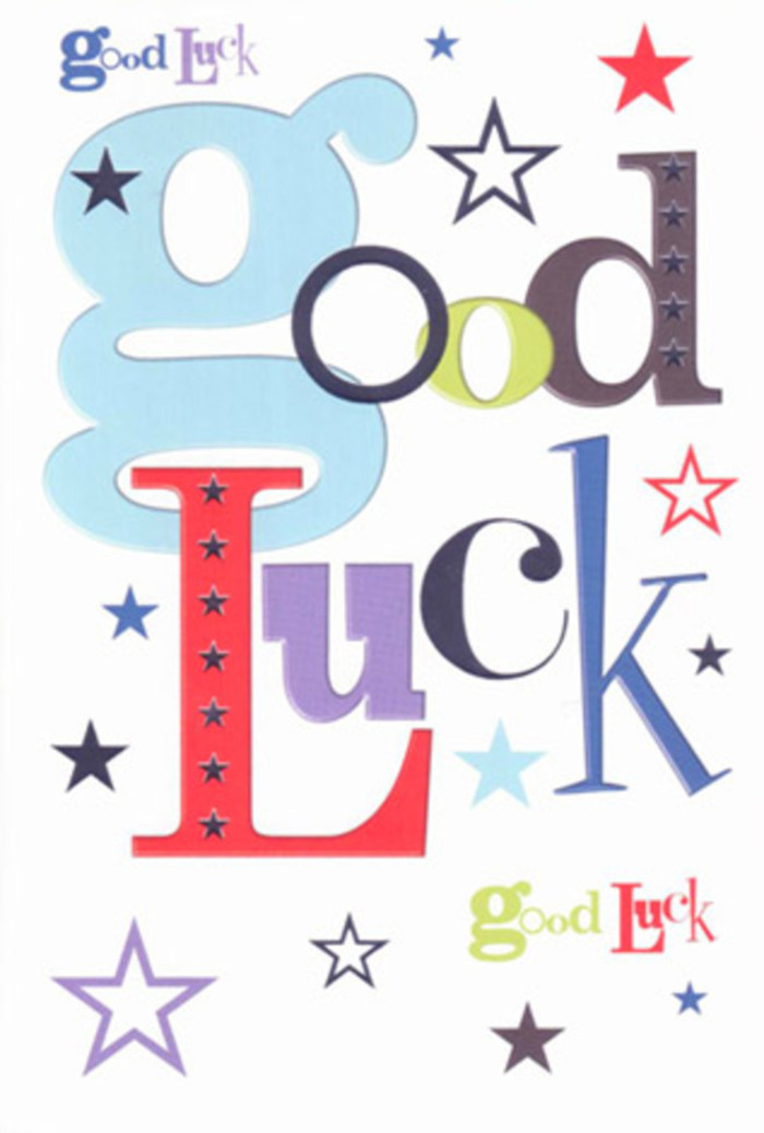 There's a bold vitality to this luck-themed card-a celebration in print that recalls the bustling friendliness of Stanmore's community. Each letter feels vibrant and alive: some wide and sky-blue, others slim and midnight black, resplendent reds and dashes of green, each accentuated with a constellation of colorful stars. The effect is both modern and timeless, its clean white field allowing every color to shine like sunlight on Stanmore Hill. These playful stars and shifting fonts create the impression of gentle cheers, as if the card itself is applauding you and urging you on to great things. The high-quality texture, soft yet substantial, is reminiscent of the finishing touch on a professionally arranged bouquet-crisp tissue around velvety petals. With every element arranged just so, the card becomes a little talisman ready to ride along with someone into the unknown, imbued with good wishes as genuine as those shared by neighbours in Stanmore Green or along Marsh Lane. With such care in its design, it feels like an offering of hope and steadfast belief in new possibilities.